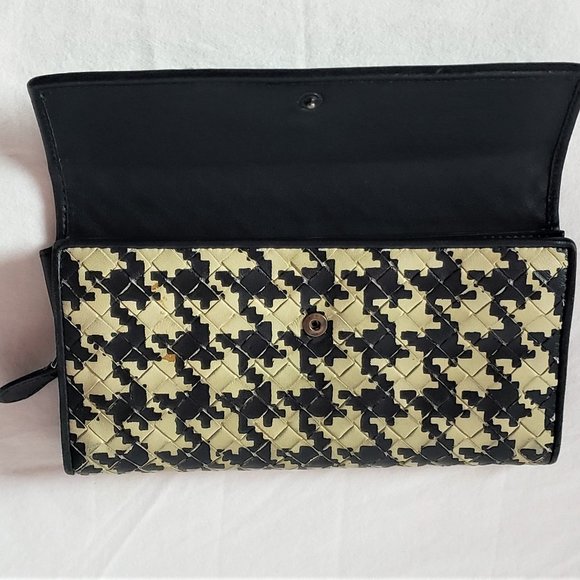 Bottega Veneta intrecciato Houndstooth Print Vintage Wallet Made In Italy - Picture 2 of 7